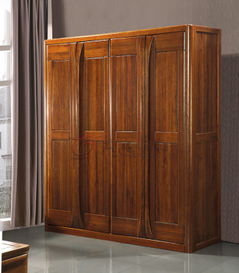 【黃金胡桃木衣柜巴新胡桃木四門衣柜大衣柜整體衣柜實(shí)木趟門衣柜_實(shí)木家具價(jià)格|圖片】-